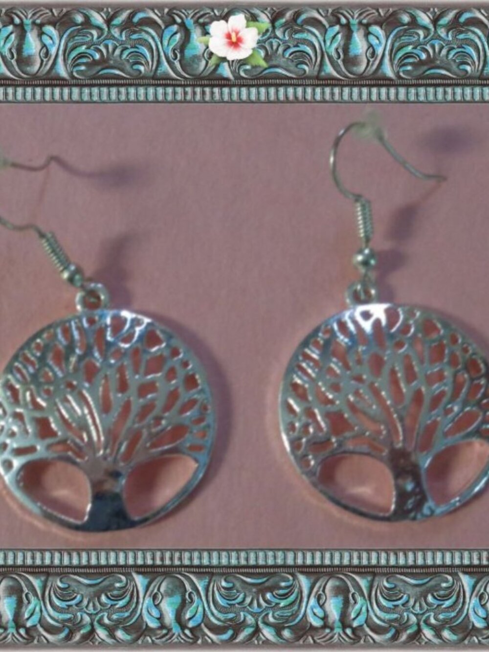 925 Sterling Silver Tree Of Life Theme Dangle Earrings